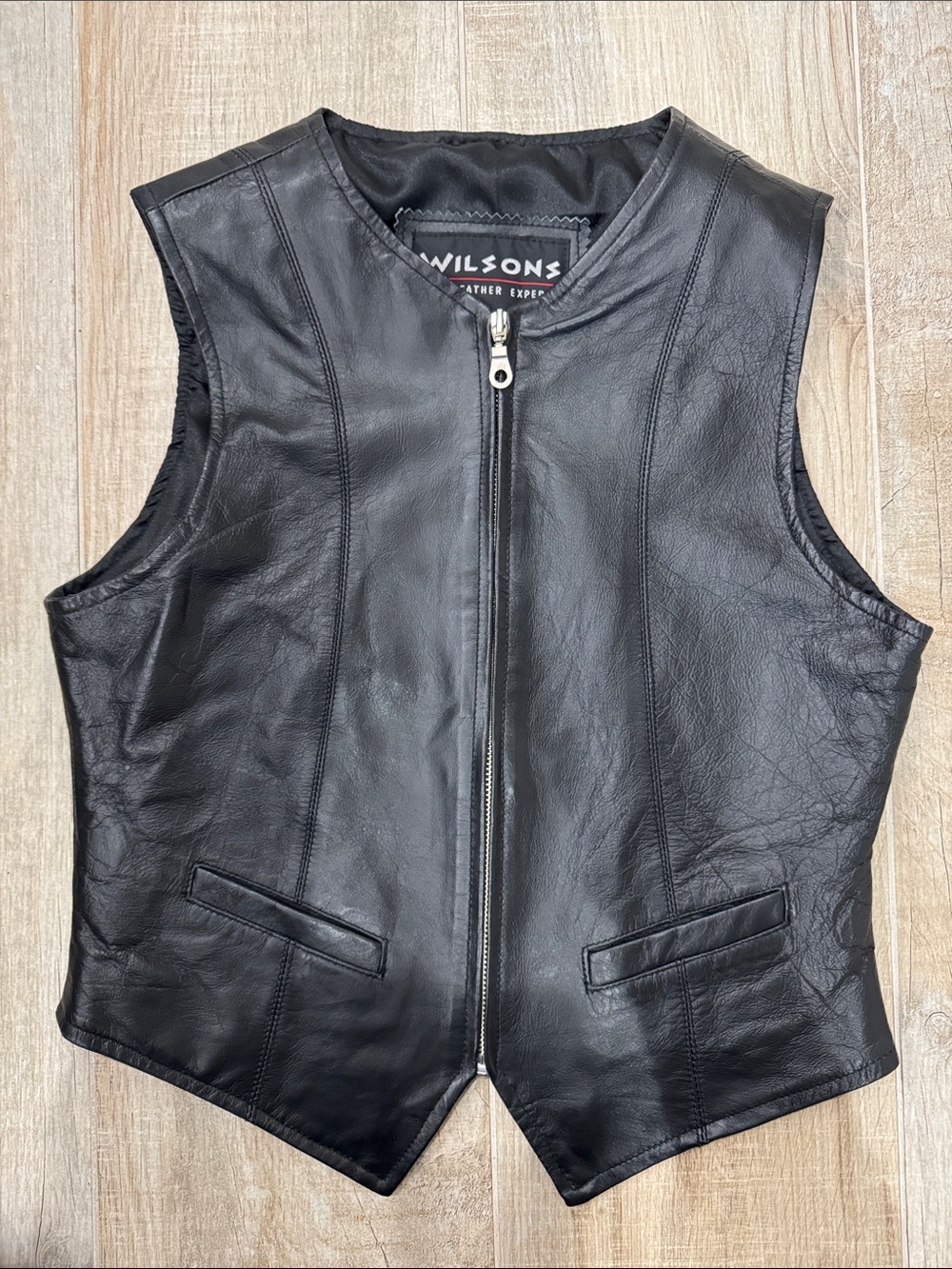 Wilson Black Leather Zipper Vest